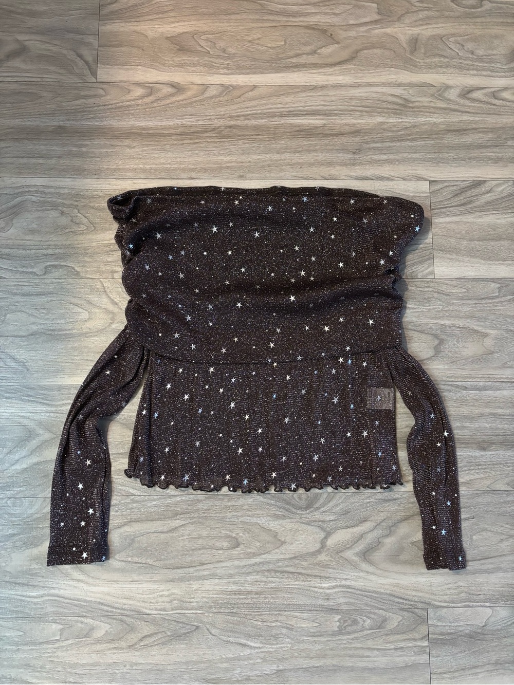 Sparkle Star Off-the-Shoulder Sweater in Brown